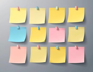 yellow sticky notes with pins