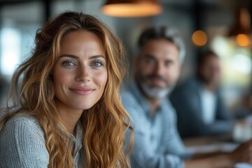 Obraz premium couple in a discussion with a bank officer regarding mortgage terms, creating a professional atmosphere as they navigate financial decisions, emphasizing trust and collaboration in home buying