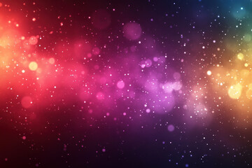 Fototapeta premium Colorful lights background with silhouettes of people dancing joyfully at a music festival.