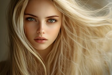 Fototapeta premium Hair style, color, shampoo model, Generative AI