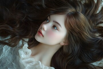 Fototapeta premium Hair style, color, shampoo model, Generative AI