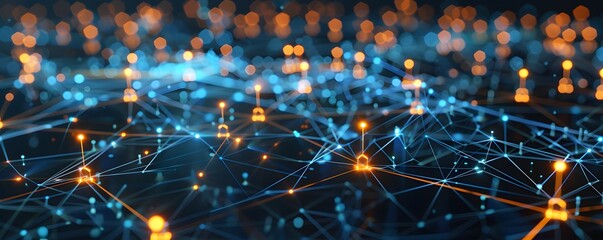 Abstract Network Showing Interconnected Smart Homes