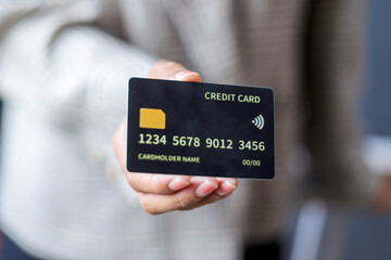 Portrait of Business Hands Showing Credit Card