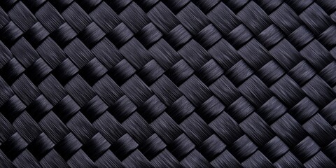 Fototapeta premium Fiberglass and strength concept. Textured black woven fabric background with intricate patterns.
