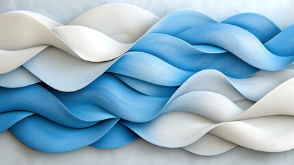 The design features intricate interlocking geometric patterns in varying shades of blue and white, creating a mesmerizing optical illusion reminiscent of rippling water or swirling smoke