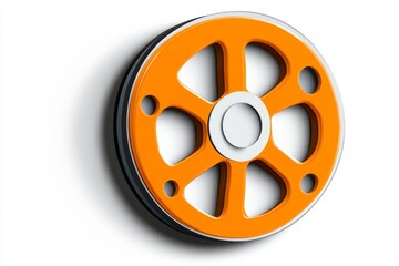 Obraz premium A clean, flat design of a film reel icon, drawn with bold lines and subtle gradients on a white background