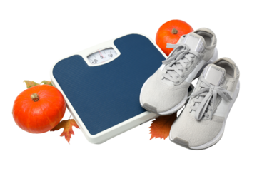 PNG, Autumn sports, sneakers with weights isolated on white background.