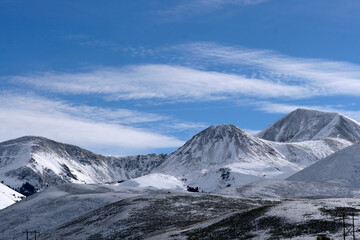 snow on small mountain range