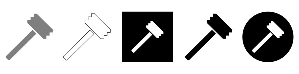 meat hammer, meat mallet or pounder, for cooking kitchen for raw beef or steak vector pictogram sign icon symbol ui and ux design, glyphs and stroke line	
