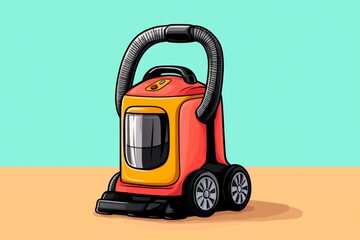 Fototapeta premium A geometric depiction of a vacuum cleaner, drawn with sharp lines and minimal colors