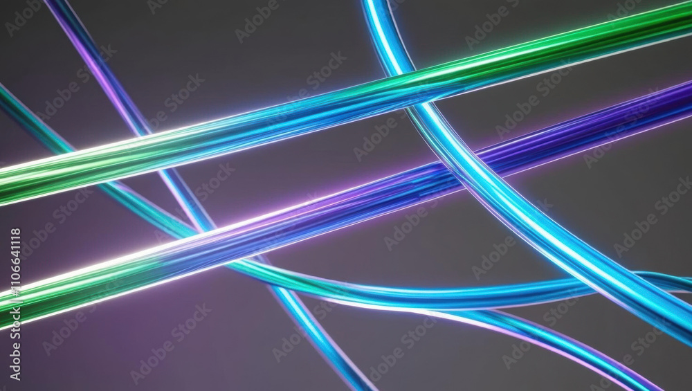 Poster vibrant optical threads create dynamic interaction of colors, showcasing modern technology in futuri