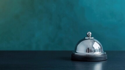 Service bell desk call concept. Minimalist Service Bell on Black Desk