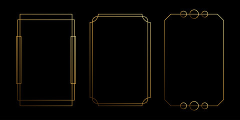Gold art deco vector frame isolated on black background © Pedas Menyala
