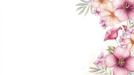 Fototapeta premium Beautiful floral border frame in watercolor design.