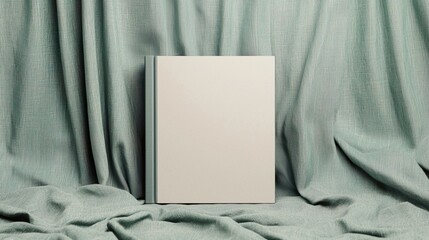 Template magazine page mockup concept. Professional Blank Photo Album on Fabric Background