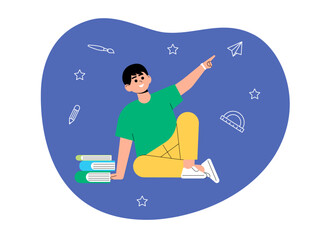 Back to school illustration. Flat vector illustrations