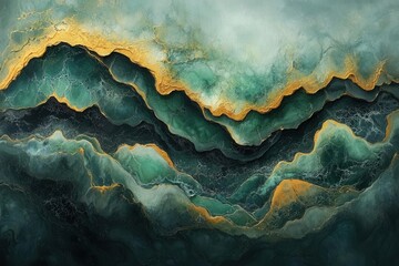 fluid abstract art piece resembling marble textures, showcasing decorative acrylic paint flowing organically across the canvas