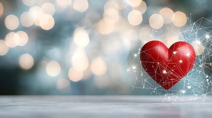 A vibrant red heart stands out against a blurred bokeh background, symbolizing love, passion, and emotion.