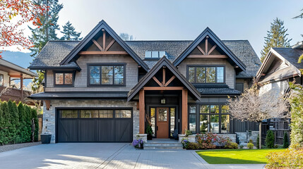 Rustic craftsman home with natural decor, creating a cozy, inviting appeal.