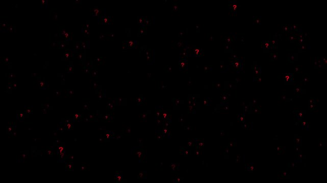 Red Question Mark Background. Flying Through Glowing concept what when where why and how to. thinking, confused sign symbol confused dizzy. creative thinking idea and problem solving concept. 4K