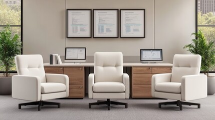 Fototapeta premium Modern Office Interior with Stylish Furniture and Natural Lighting