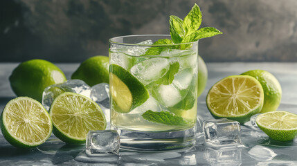 Fototapeta premium Lime Mojito: The Ultimate Refreshing Summer Cocktail Recipe