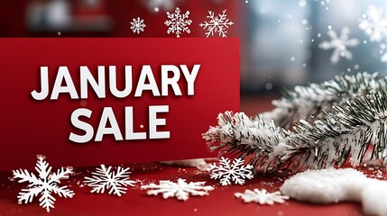 An eye catching red banner with bold white text reading "JANUARY SALE" is perfect for gearing up for the winter months