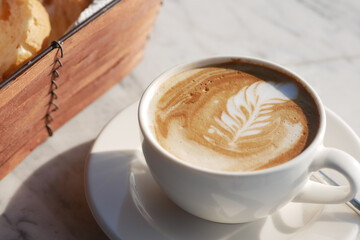 Coffee cup on wood table 