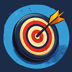 A colorful target with an arrow hitting the center, symbolizing goal achievement.