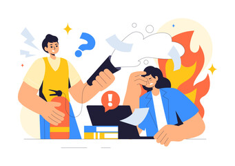 Work Burnout Prevention Vector Illustration Highlighting Emotional Burnout, Occupational Health, and Workplace Safety Concepts in a Flat Background
