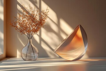 glass award mockup featuring an elegant arrow and round shape, set against a minimalist background, highlighting sophistication and achievement in design