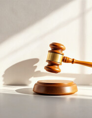 Classic Judge Gavel with Round Head on White Surface