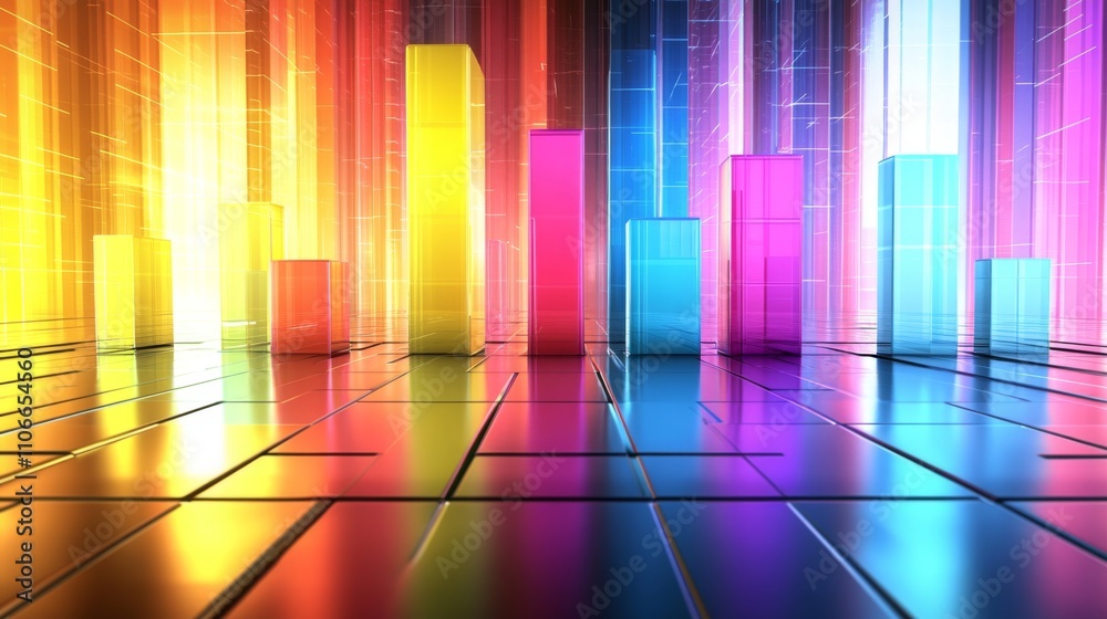 Leinwandbilder vibrant abstract bar graph visualization with colorful background