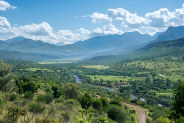 Naklejka premium Enchanting Panorama of Lush Greenery in Tzaneen: Raw Elegance of Nature