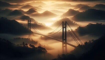Obraz premium Iconic Golden Gate Bridge in Fog