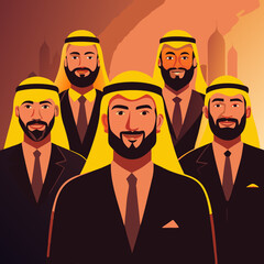 Team of Arab Businessmen wearing suit