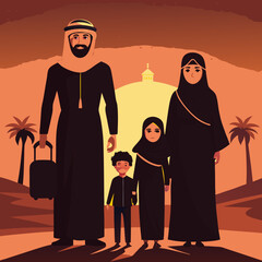 Arab family going on vacation
