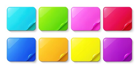 Adhesive Stickers Mockup, Curved Corners, Blank Labels