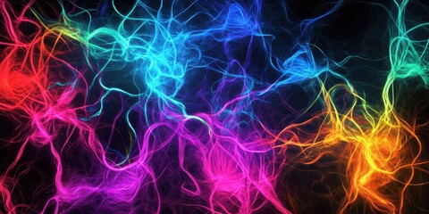 Fototapeta premium A colorful, abstract image of many different colored lines and shapes