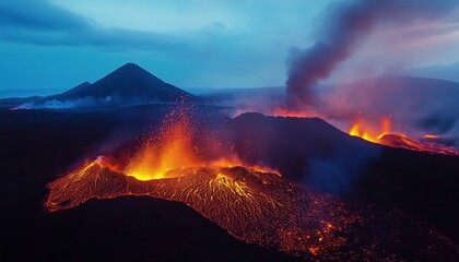 Fototapeta premium Exploring The Volcanic Landscapes Of Lanzarote: A Journey Through The Lava Desert And Volcanoes Of The Canary Islands.