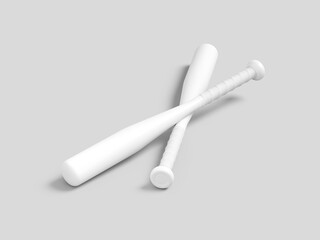 3D Blank White Baseball Bat Mockup Rendering 