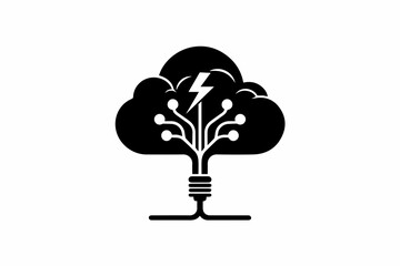 Tech and cloud logo vector black 
