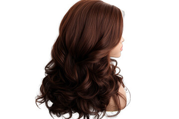Obraz premium Studio Shot of an Elegant Long Curly Brown Wig, Isolated on White.