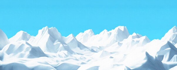 Fototapeta premium A serene landscape of snow-covered mountains under a clear blue sky.