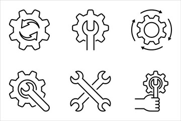 maintenance icon set, outline icons related to repair, vector illustration on white background