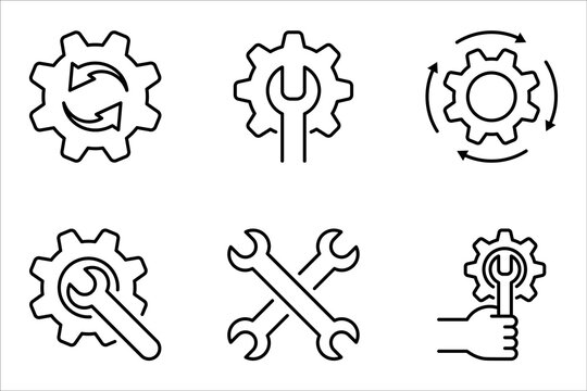 maintenance icon set, outline icons related to repair, vector illustration on white background