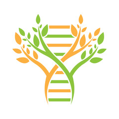 DNA Helix And Leaf Logo Design