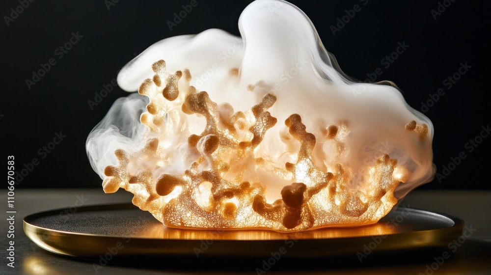 Aufkleber abstract golden smoke texture with dynamic wave forms on plate
