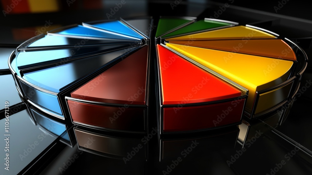 Aufkleber colorful geometric pie chart with glossy finish on dark background