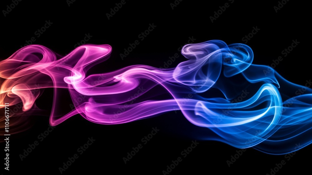 Poster vibrant colorful smoke patterns on black background for creative use